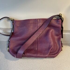 VTG Y2K COACH Bordeaux Deep Purple And Brass Buckle Hardware Shoulder Bag